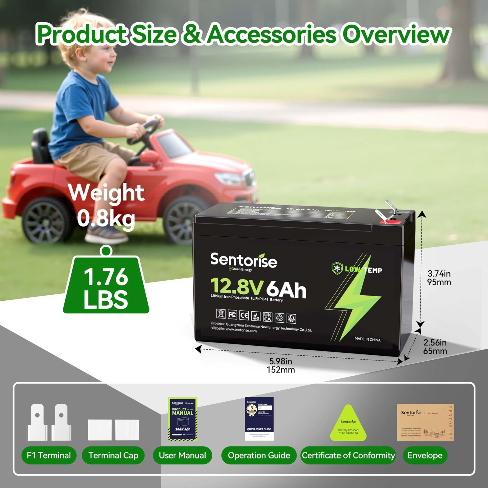 12V 6Ah LiFePO4 Lithium Battery, 3000+ Deep Cycles Batteries for Power Wheel,…