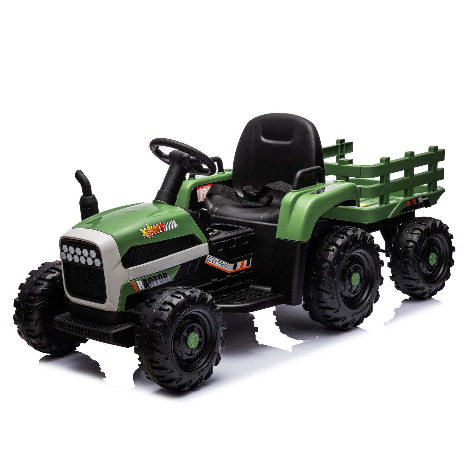 24Vkids Ride Tractor Trailer 1.86-4.97MPH electric car 3speed adjustable Emerald