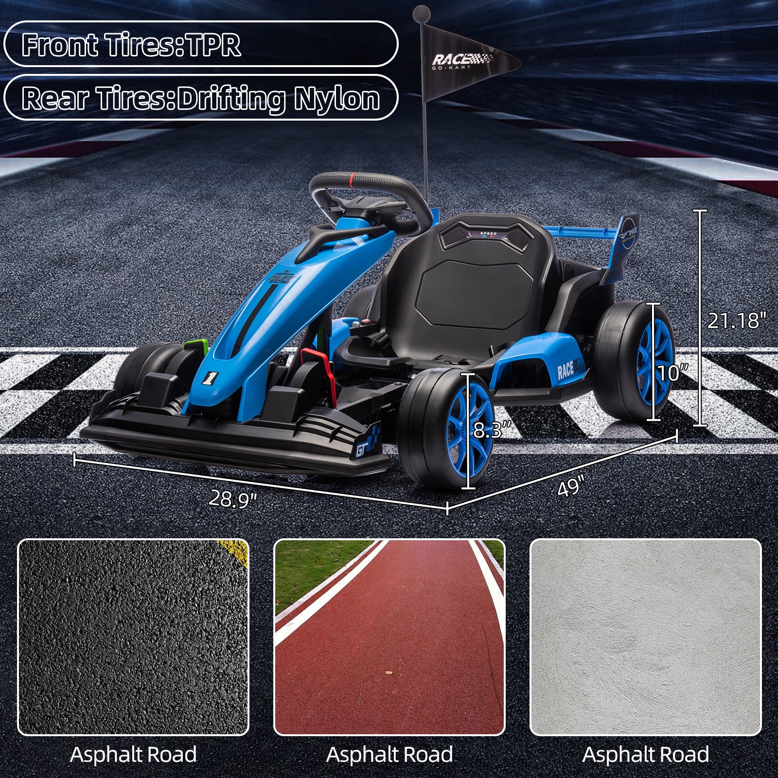 Garvee Electric Go Kart Toy for Kids,Ride on Drifting Car,Racing Car for 5-12