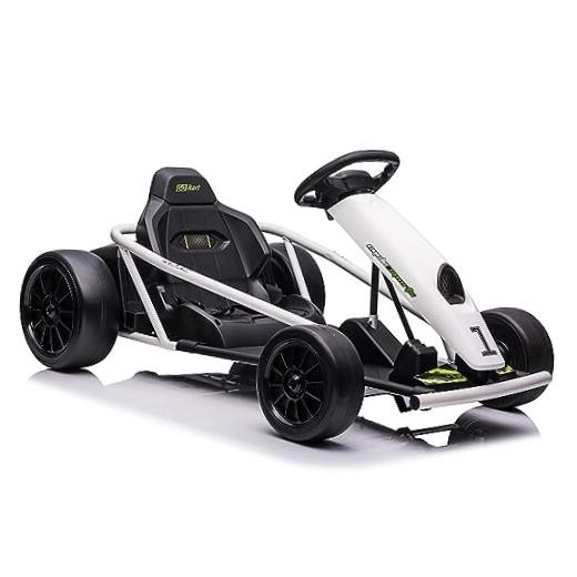 24V Go Kart for Kids 8-12 Years, 300W*2 Extra Powerful Classic-Version White