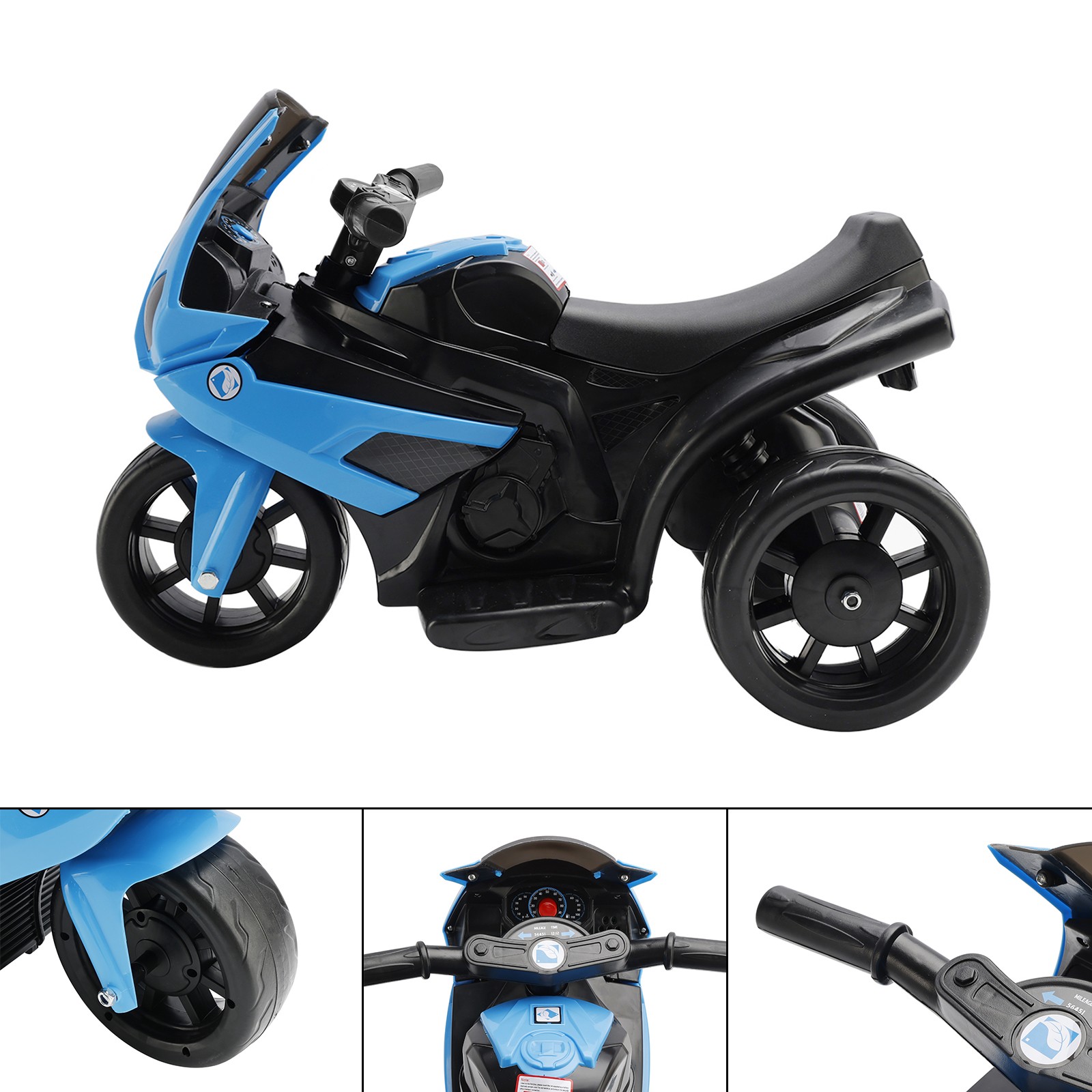 3Wheel 6V Kid Ride On Motorcycle Electric Toy With Remote Control LED Light Blue