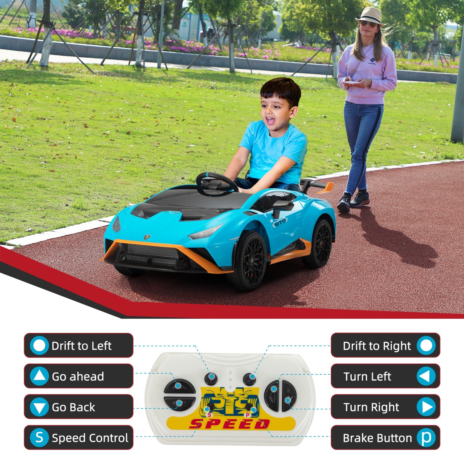 12V Kids Ride On Car Licensed Lamborghini Battery Powered Toys w/Remote Control
