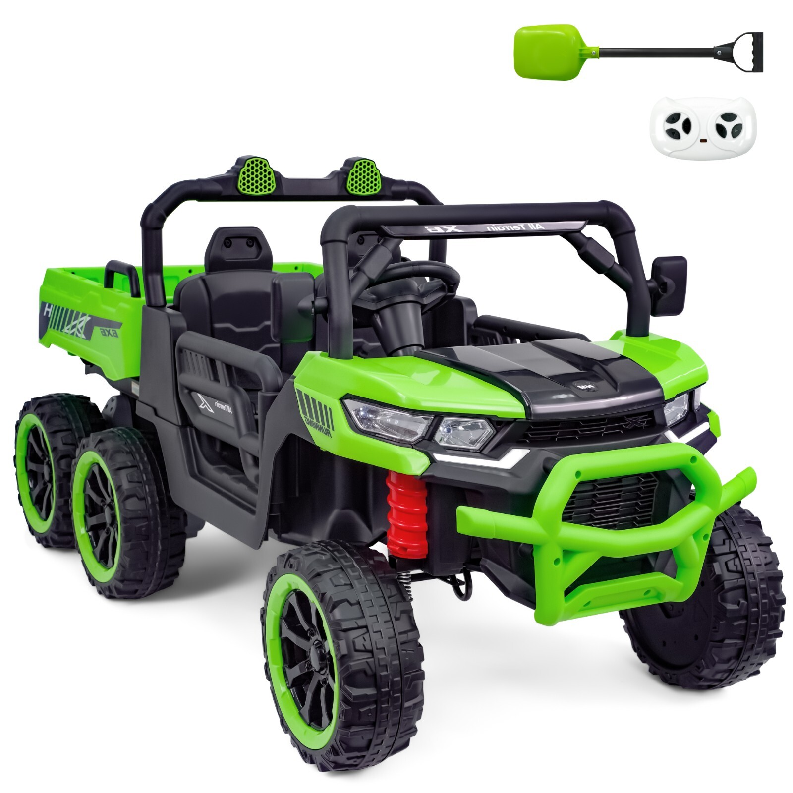 24V Kids Ride on Truck 2-Seat Electric Kids Car 6 Wheels Battery Power w/ Remote