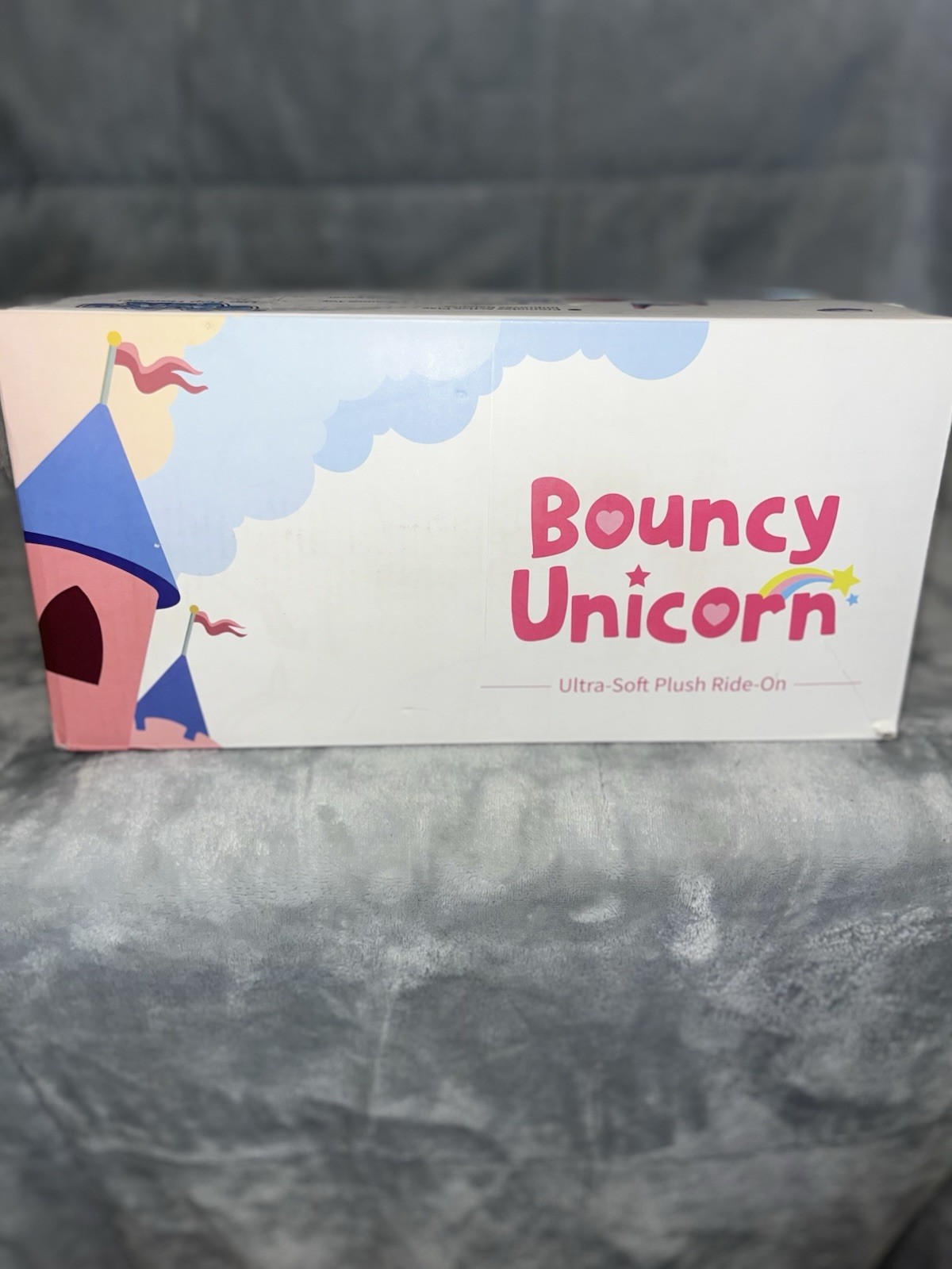 Bouncy Pals Unicorn Ultra-Soft Plush Inflatable Ride-On Toy with Pump