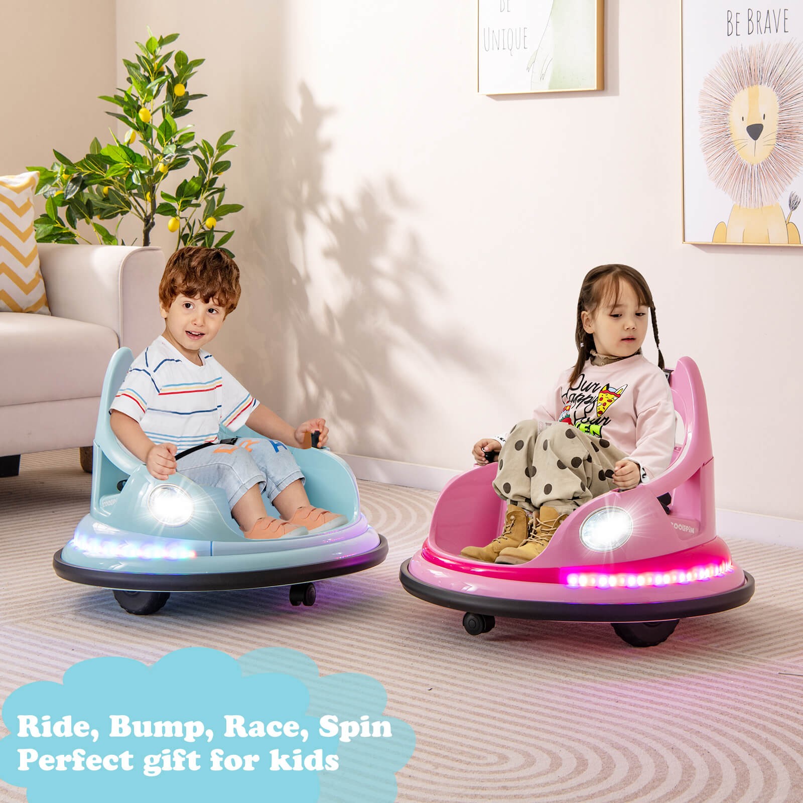 12V Kids Electric Ride On Bumper Car Battery Powered Bumper Car w/Remote Control