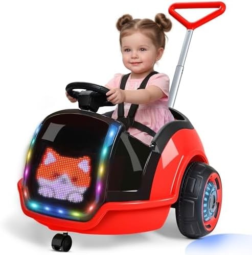 ANPABO 3-in-1 Electric Push Ride On Car, 12V Kids Ride On Toy w/Remote Contro…