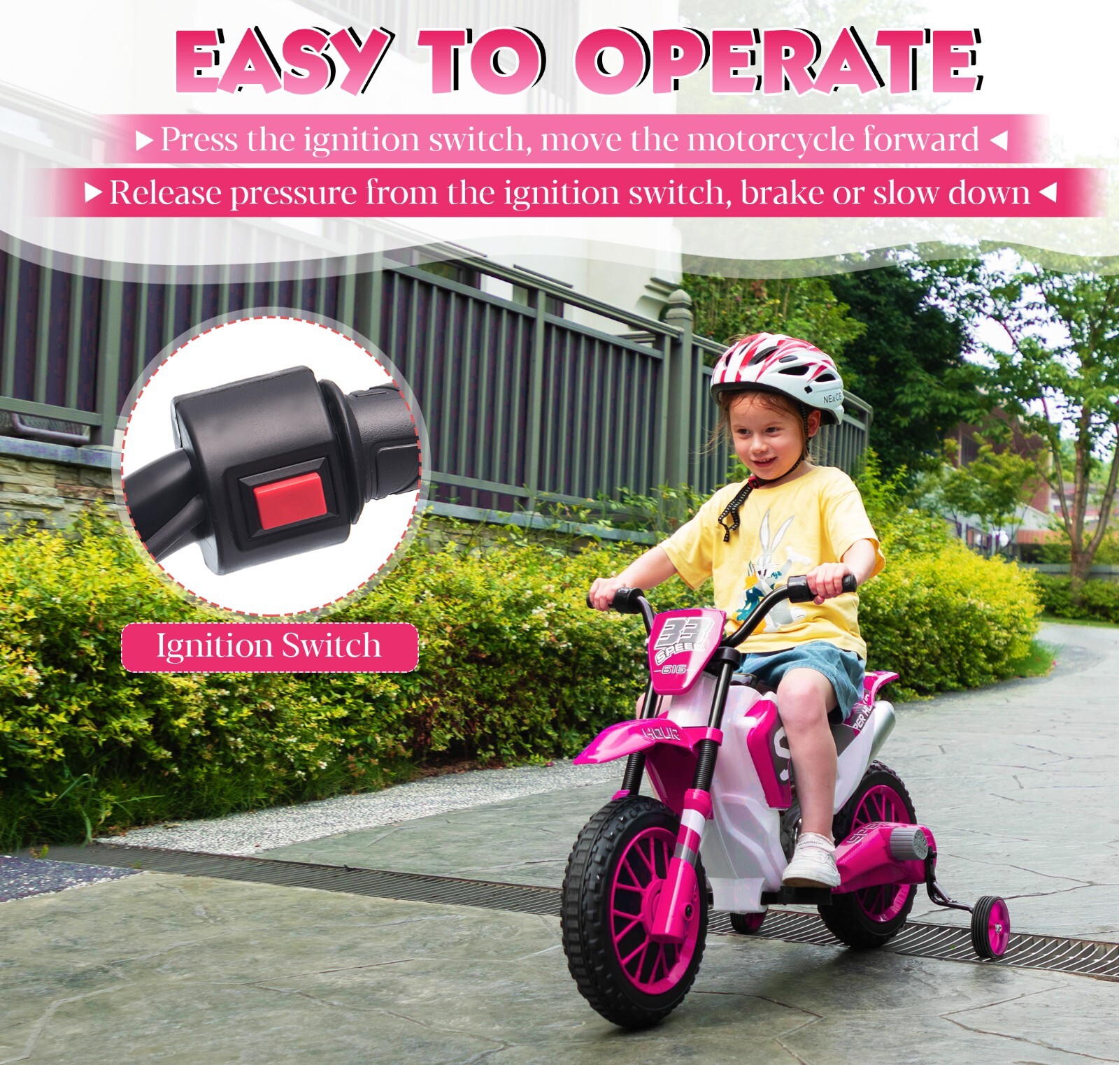 12V TOBBI Electric Motorcycle for Kids Battery Powered Ride On Toys with 2 Speed