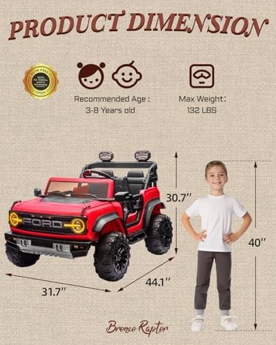 First Ride On Ford Bronco 24V Ride on Toys for Boys & Girls, 2 Seater Kids El…