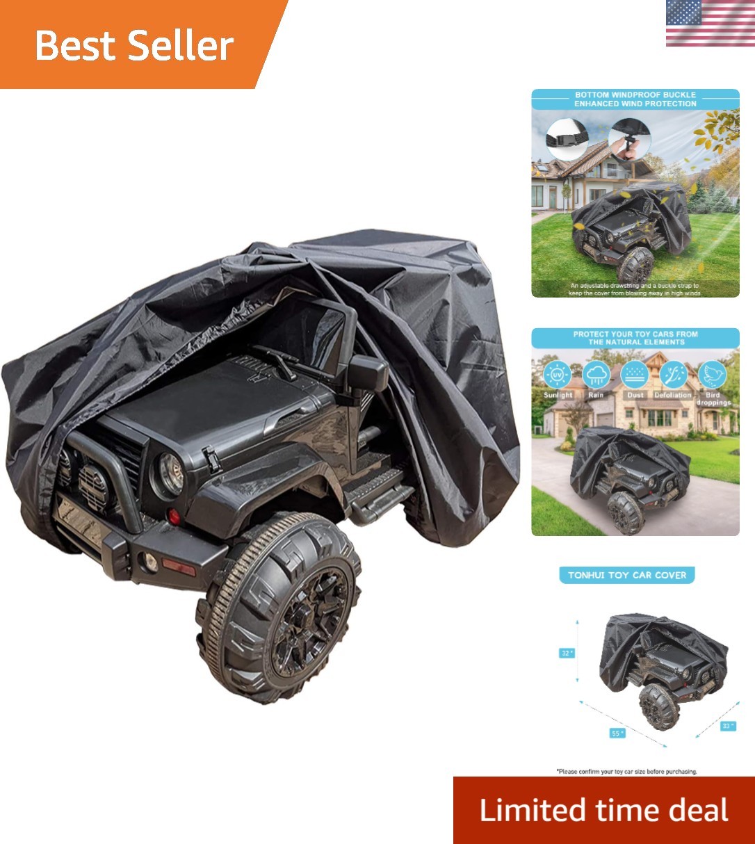 Large Ride-On Truck Toy Car Cover, Outdoor Cover for Power Wheels, Kids Elect…