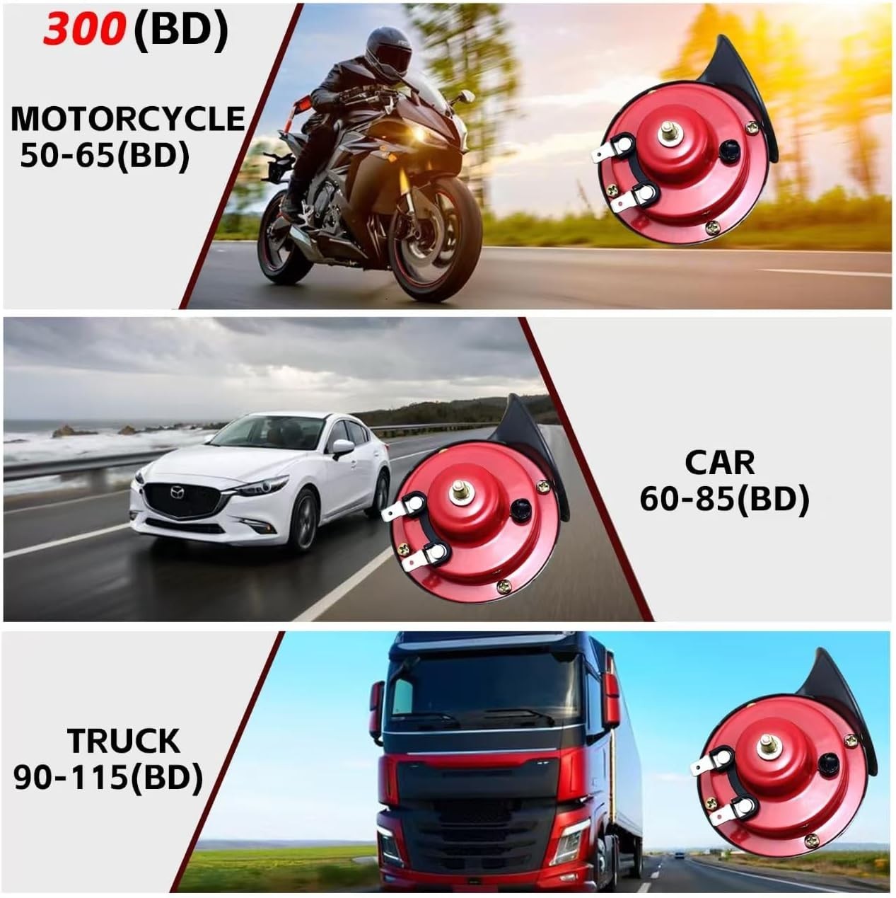 300DB Super Loud Train Horns, 12V 4A Waterproof Air Horns Replacement Kit, Car
