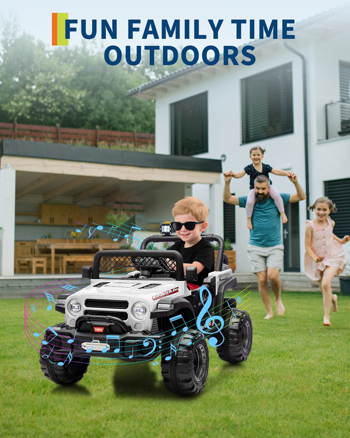 Kids Electric Ride-on Car, 12v Battery Truck with Dual Motors & Remote Control