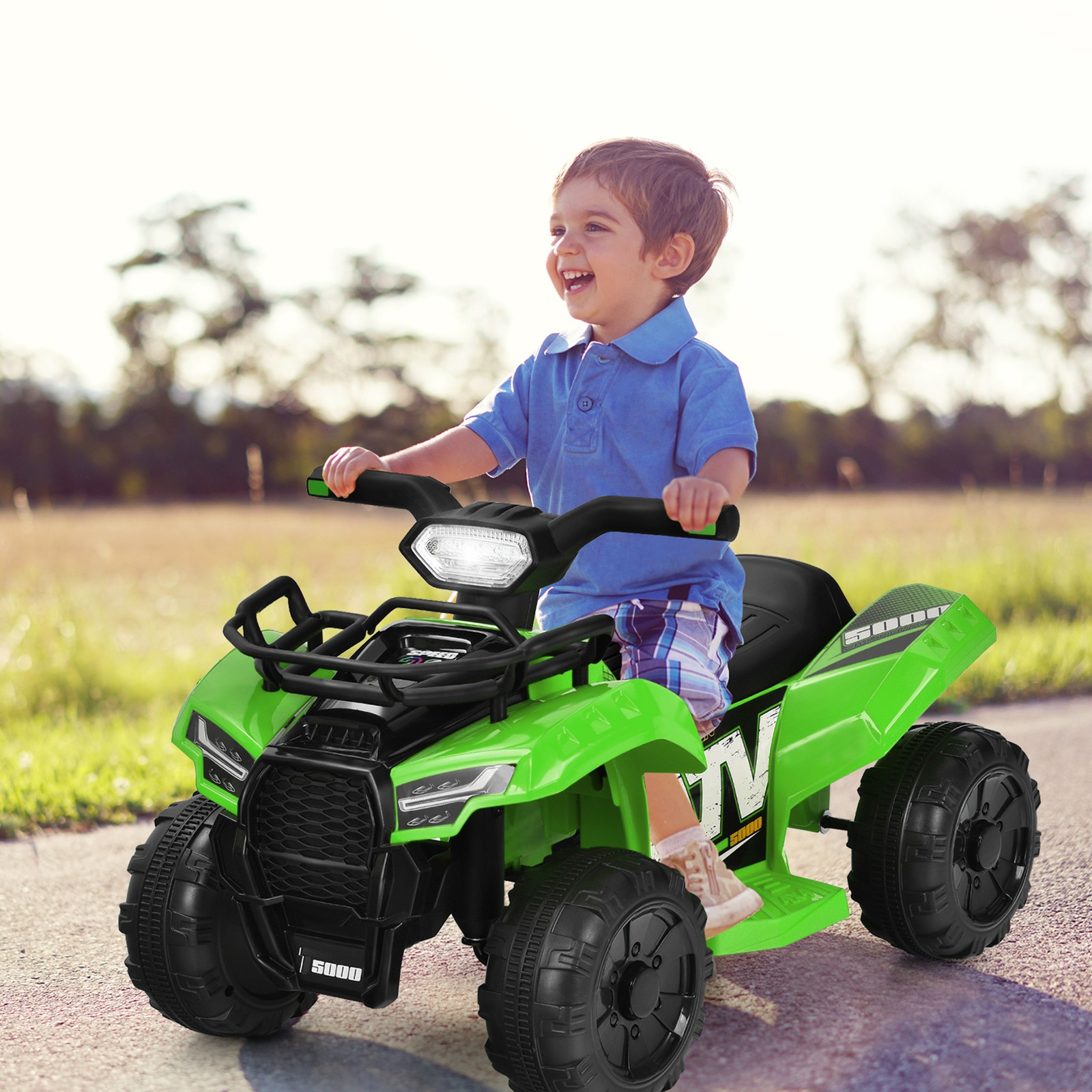 6V 4 Wheels ATV Quad Ride On Car Kids Ride-On Toy w/ Music Horn LED Light Green