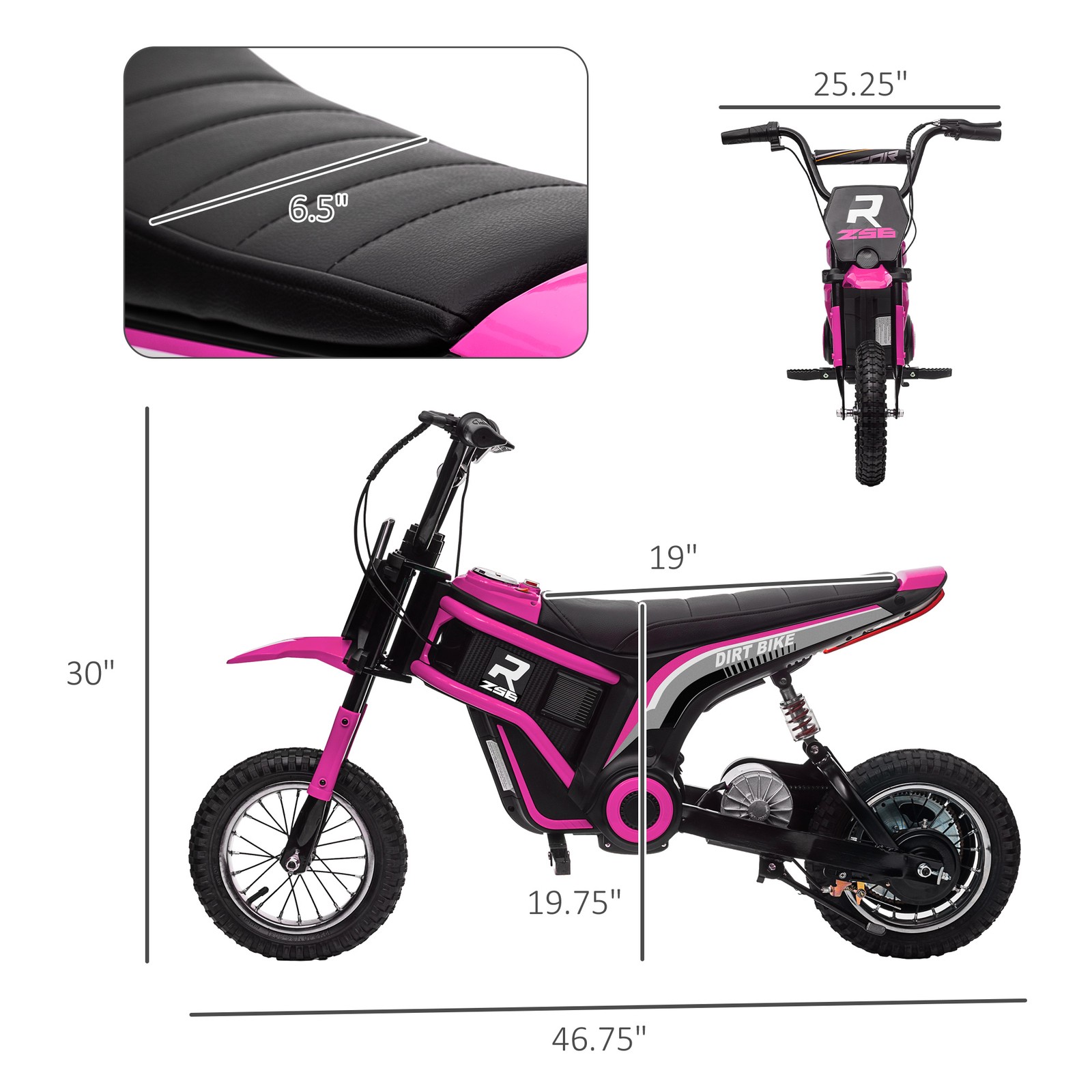24V 350W Kids Electric Dirt Bike Up to 15 MPH w/ Twist Grip Throttle, Pink