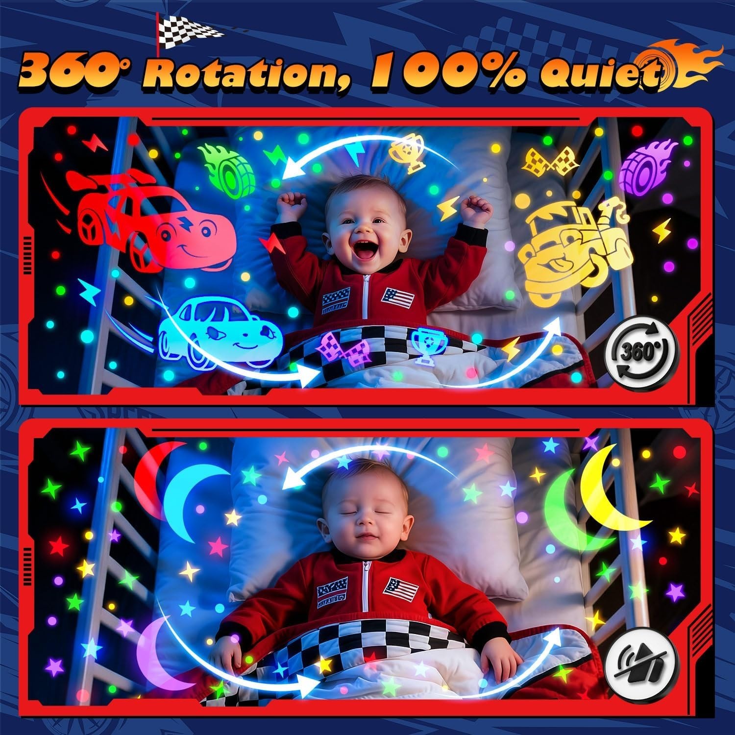 360° Rotating Toddler Projector: 31 Colors and 15 Sounds – Ideal Nursery Gift
