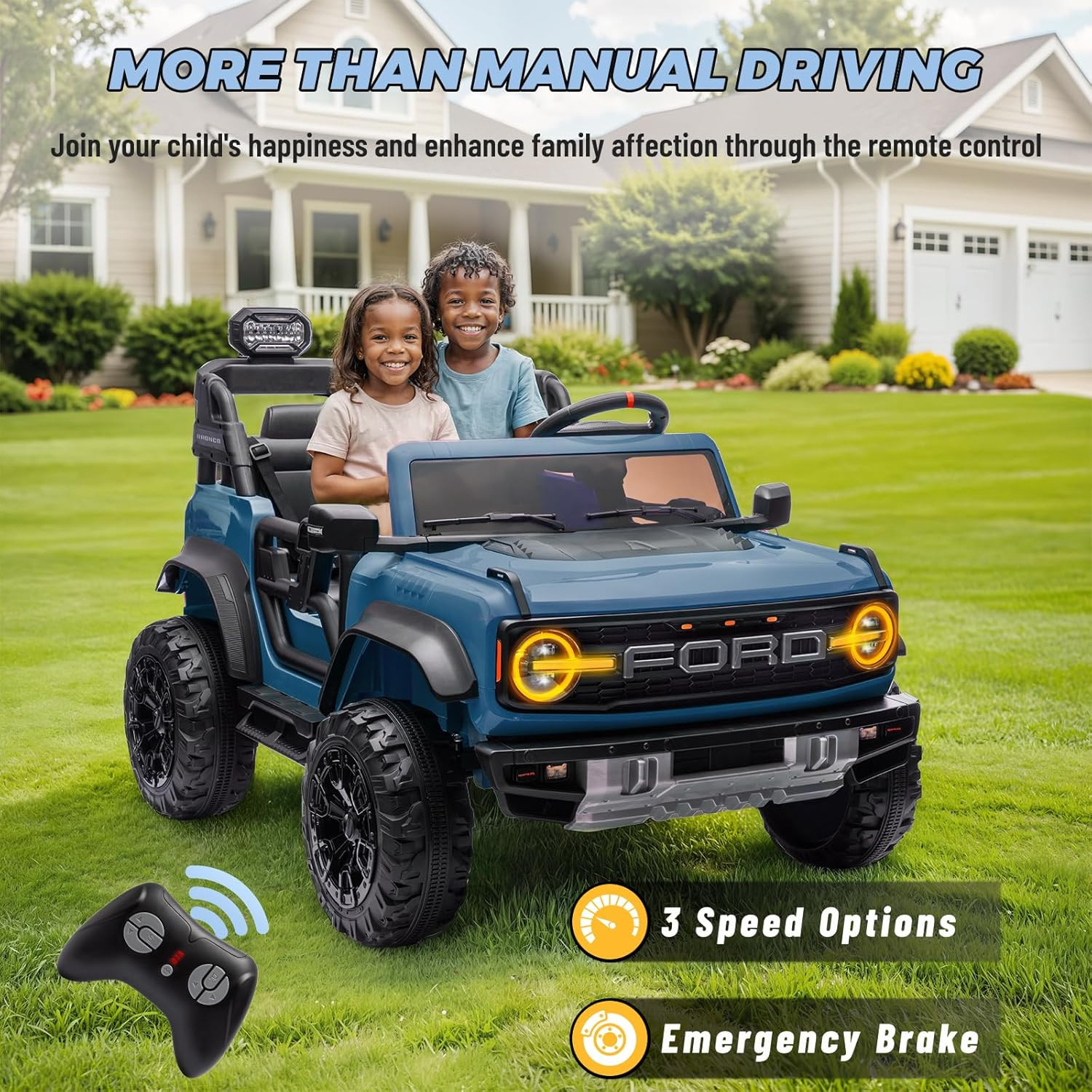 ENYOPRO 2 Seater Ride on Car for Kids, 24V Licensed Ford Bronco Raptor Electric