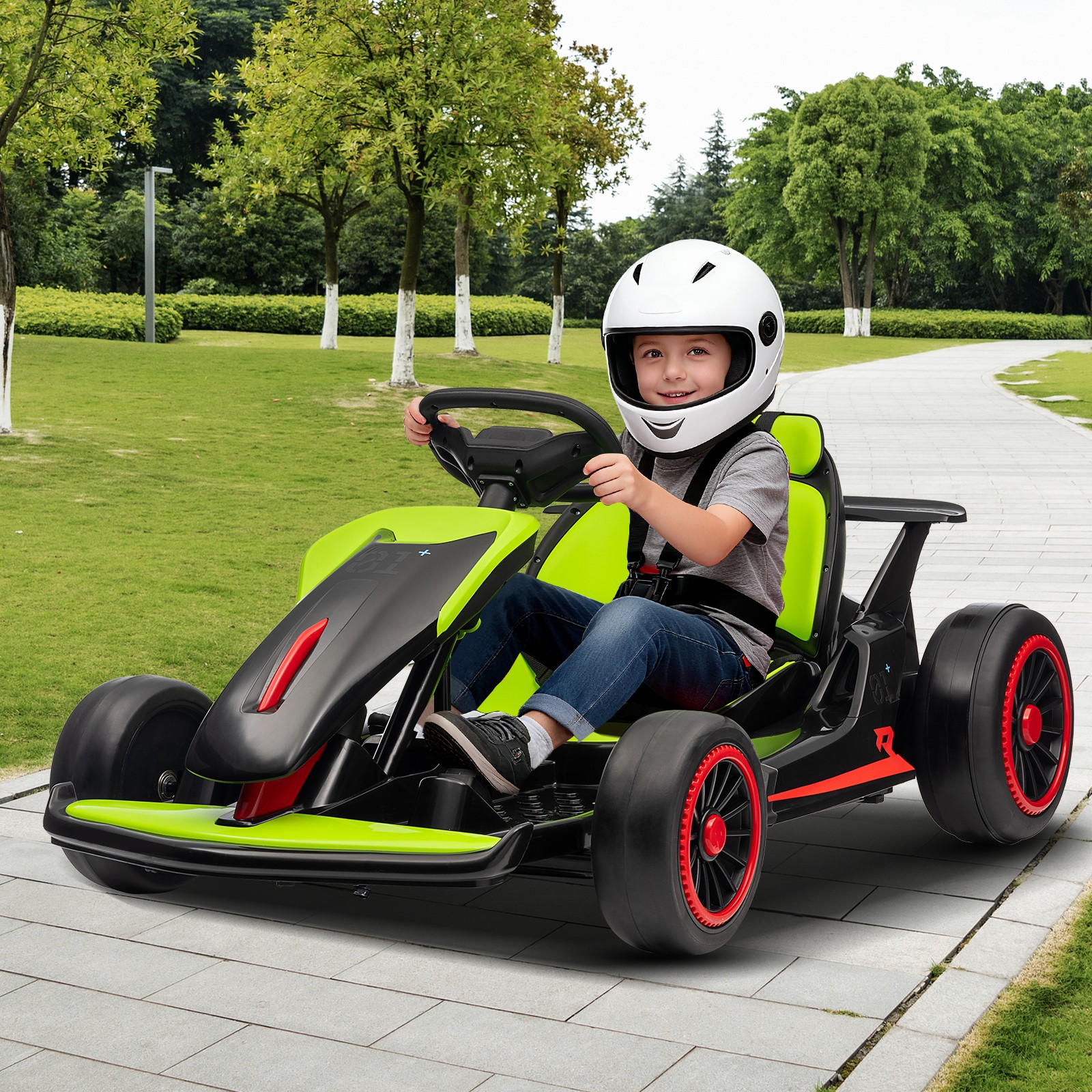 Kid Go Kart, Electric Kart W/ Adjustable Seat, for Children Aged 6 to 12 Years