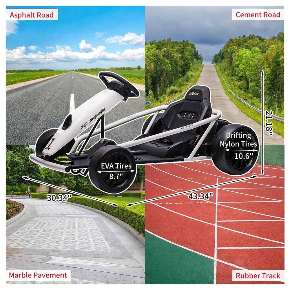 24V Go Kart for Kids Drifting Car Electric Ride on Toy 9Ah Battery 300W*2 Motor