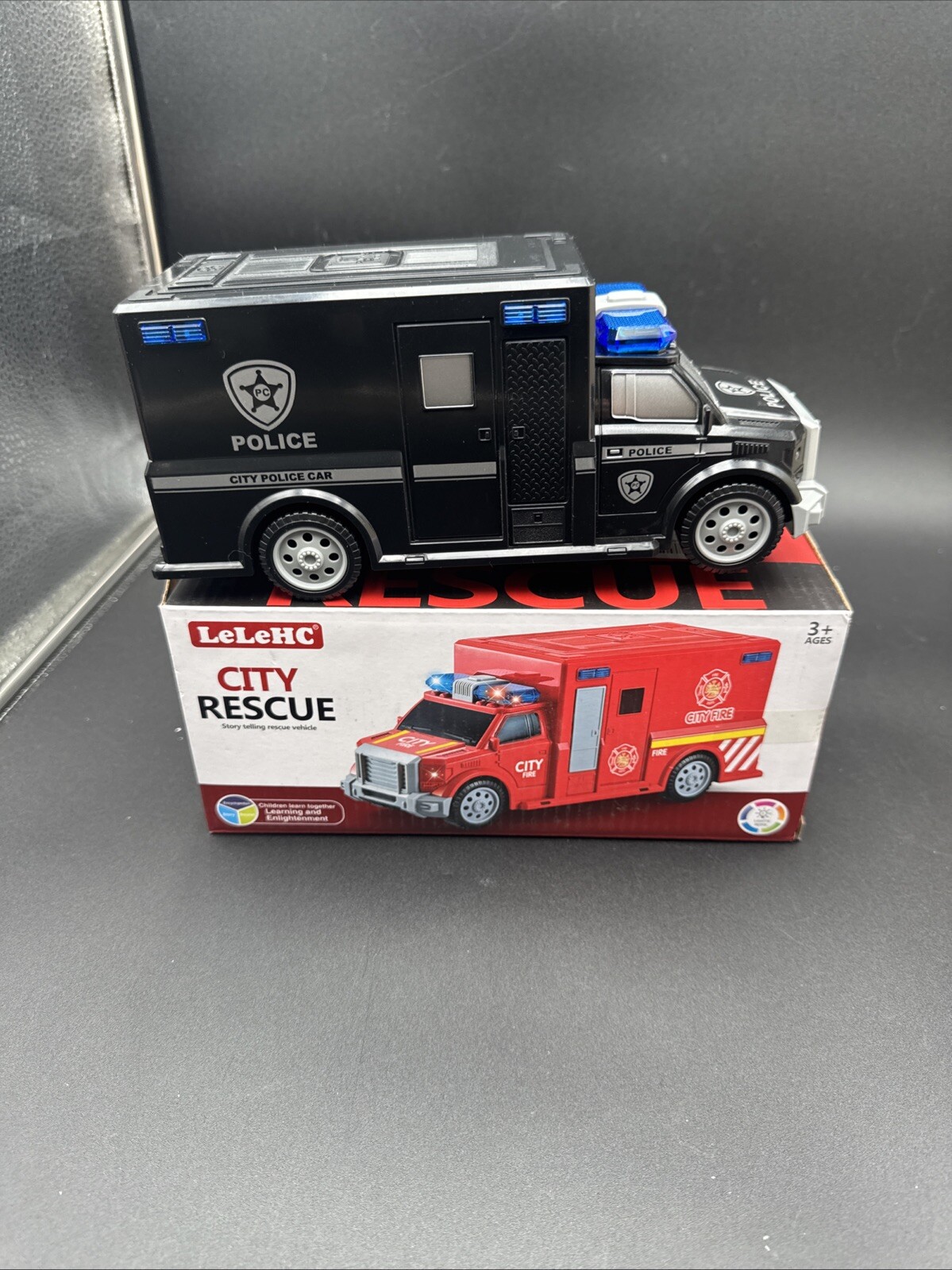 3-7 Year Old Boy Police Car Toy, LED Music Electric Universal Wheel Police