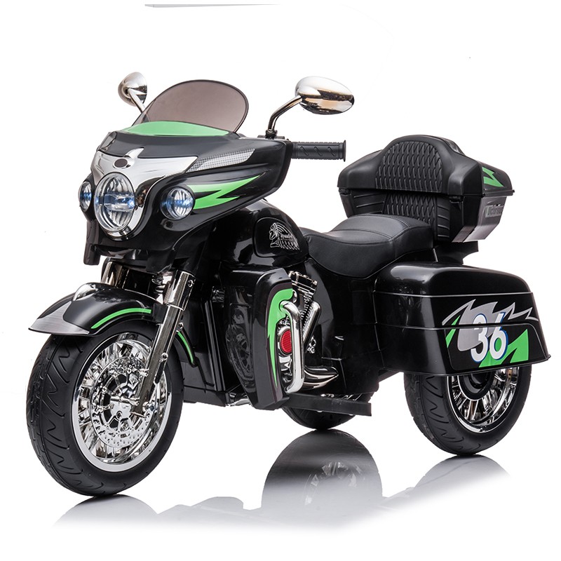 12V Kid Motorcycle Ride On Toy Key Start 3-Wheel 2-Seat Motorbike for 3-6 Black