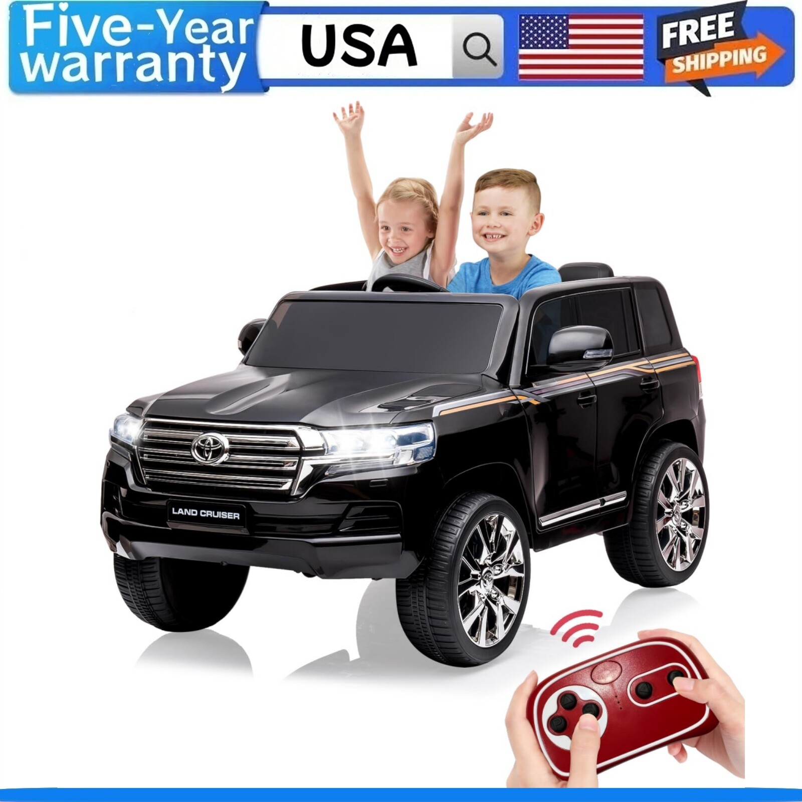 ✅Kids Electric Ride on Police Car 12V Battery Powered SUV Truck 3-Speed LED Musi