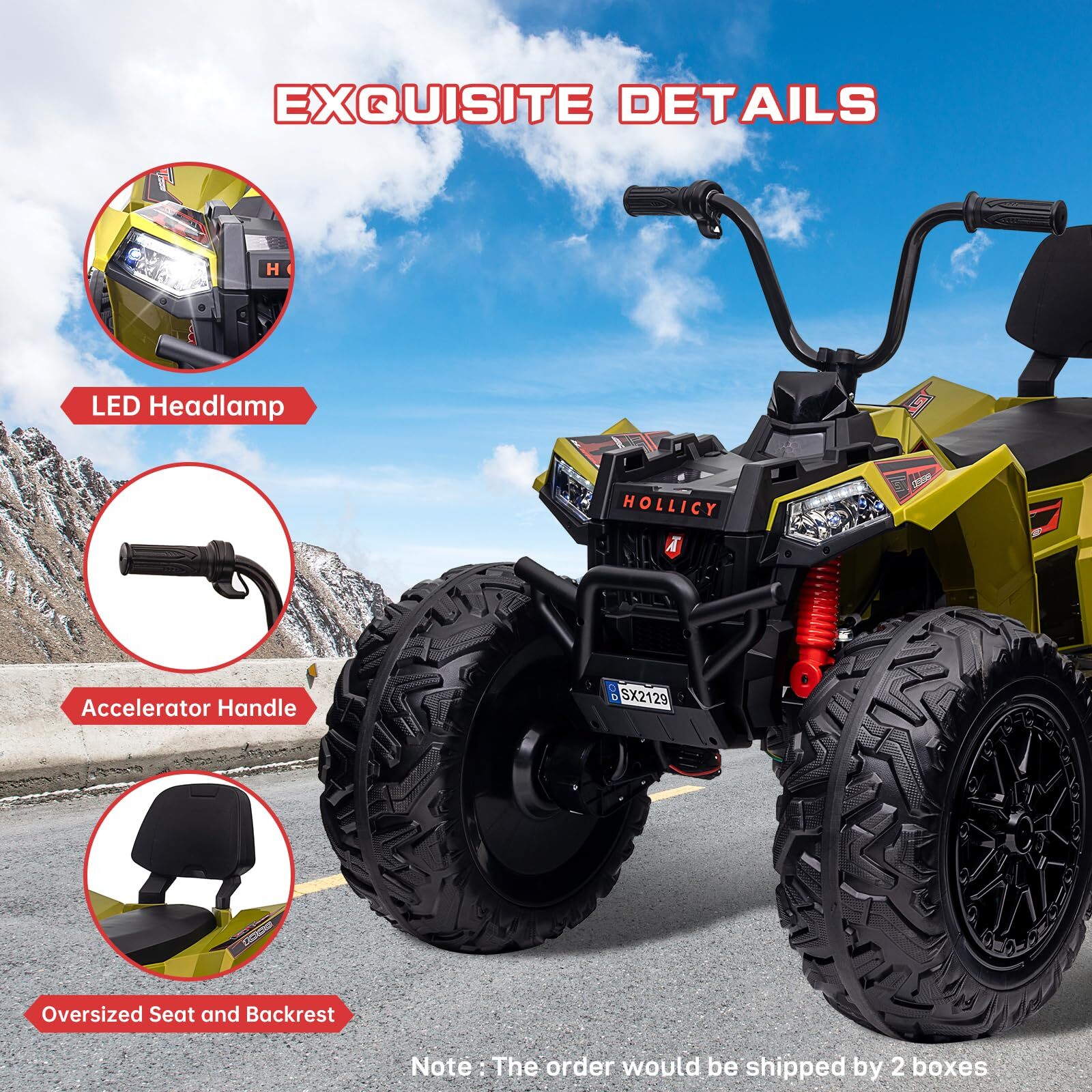 24V Kids Ride on Car Electric Fun ATV Toys 4WD Off-Road Vehicle 4 Wheeler Quad