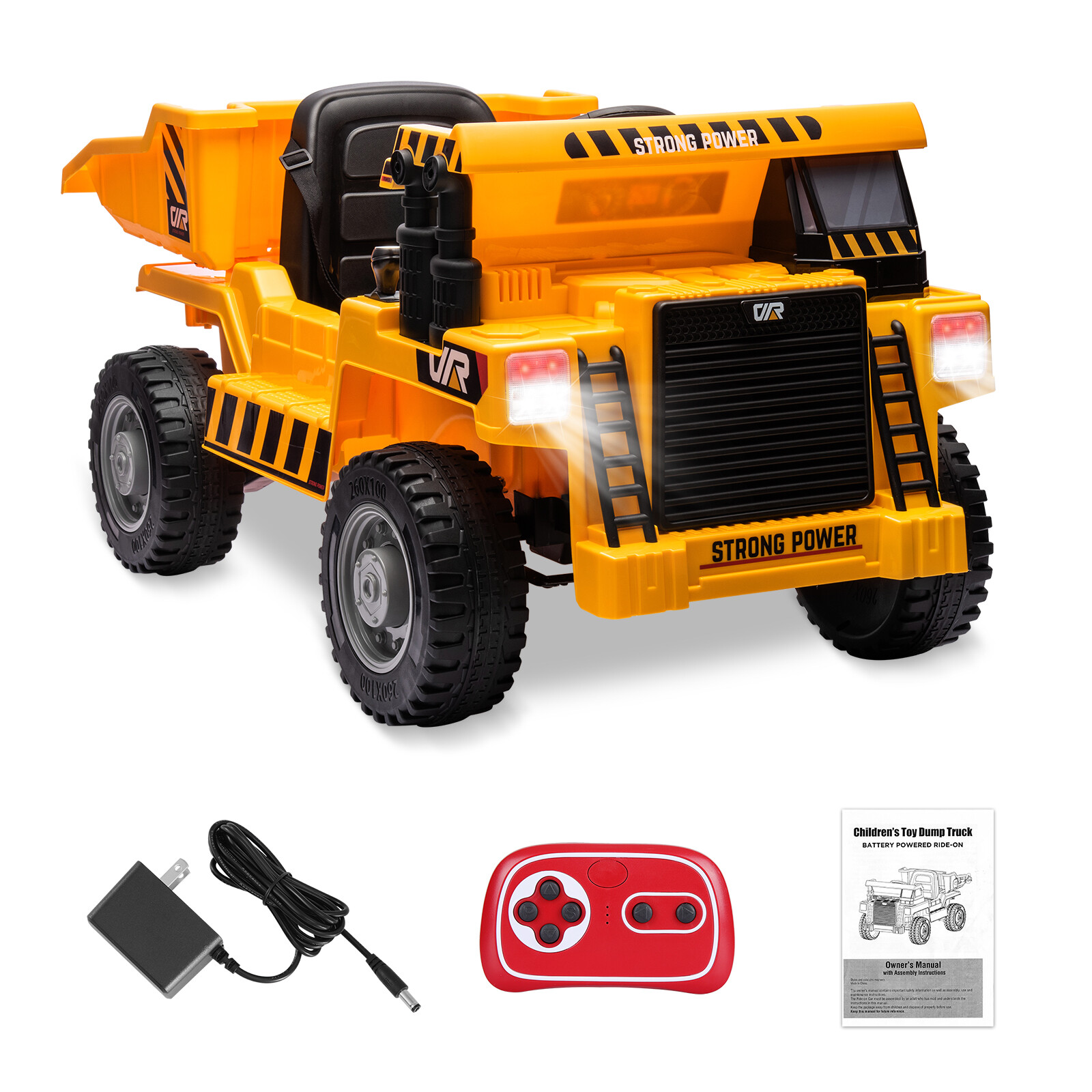 Kids 12V Ride On Dump Truck Construction Vehicle w/ Electric Bed Remote Control