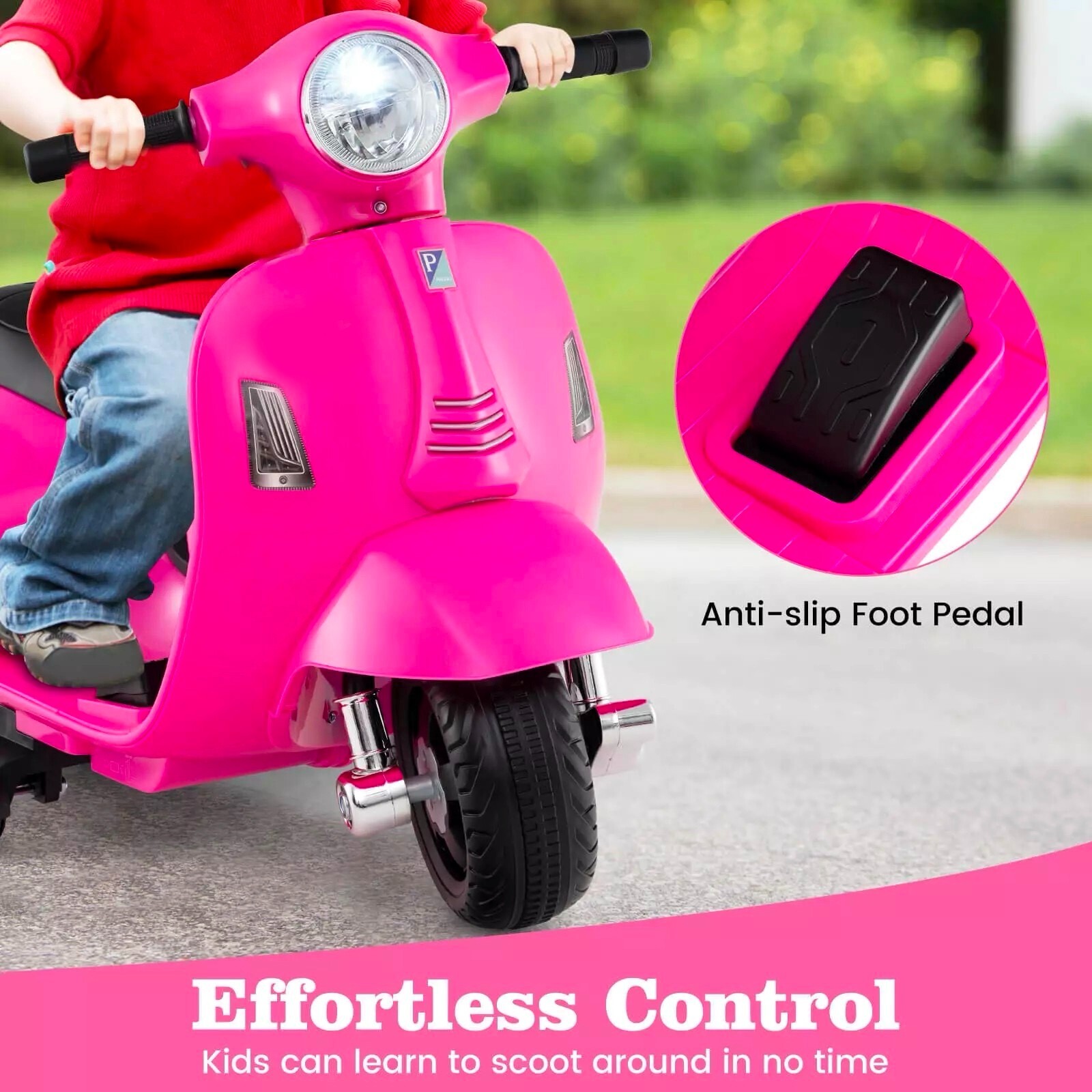 Kids Ride on Motorcycle with Training Wheels Headlight Horn 6V Battery