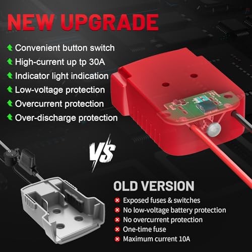 Upgraded Power Wheel Adapter Compatible with Milwaukee 18V Battery – 1-PACK Red