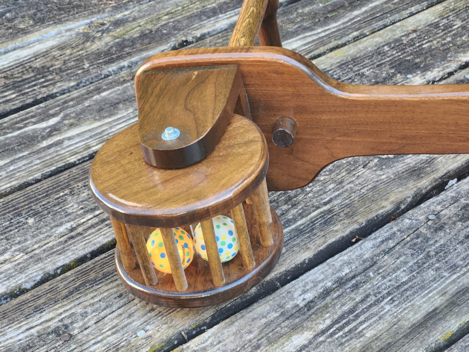 Wood Scooter Handmade Ride On Toy Ping Pong Ball Noise Maker Vintage Folk Art