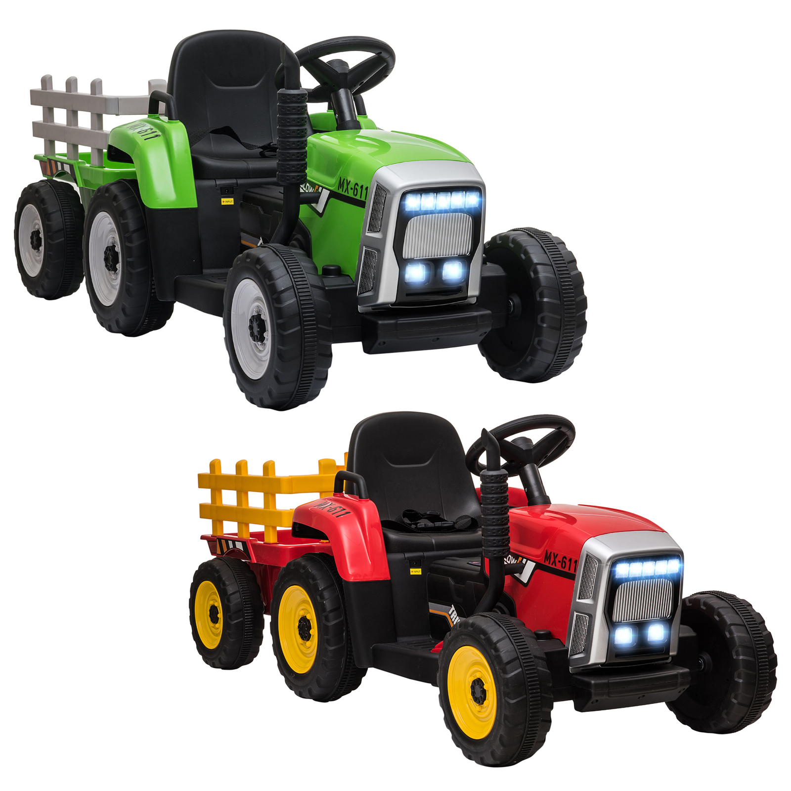 12V Electric Ride on Tractor with Trailer, 25W Dual Motors