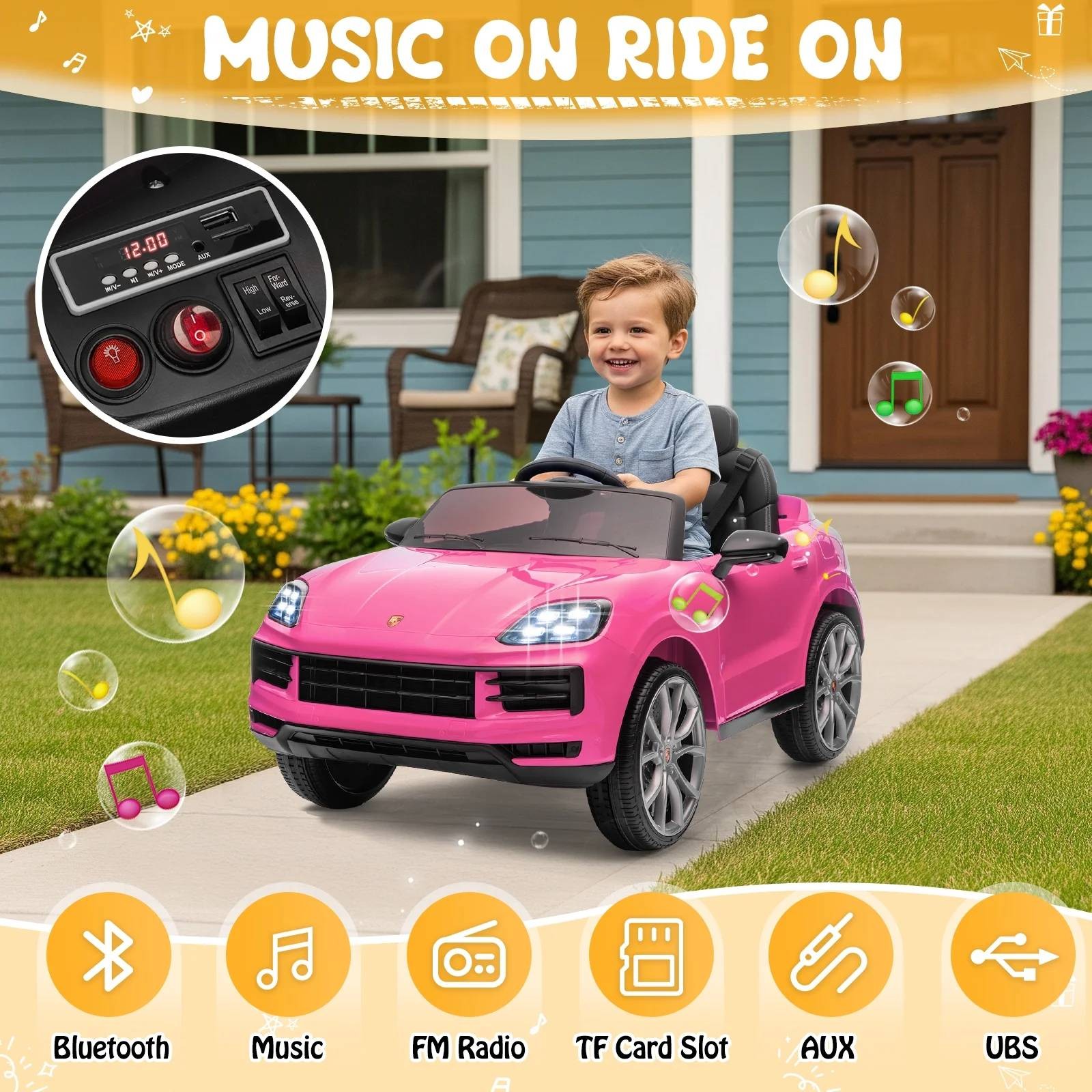 12V Licensed Porsche Cayenne Electric Ride on Car Toy for 3-5 years Kid Toddler