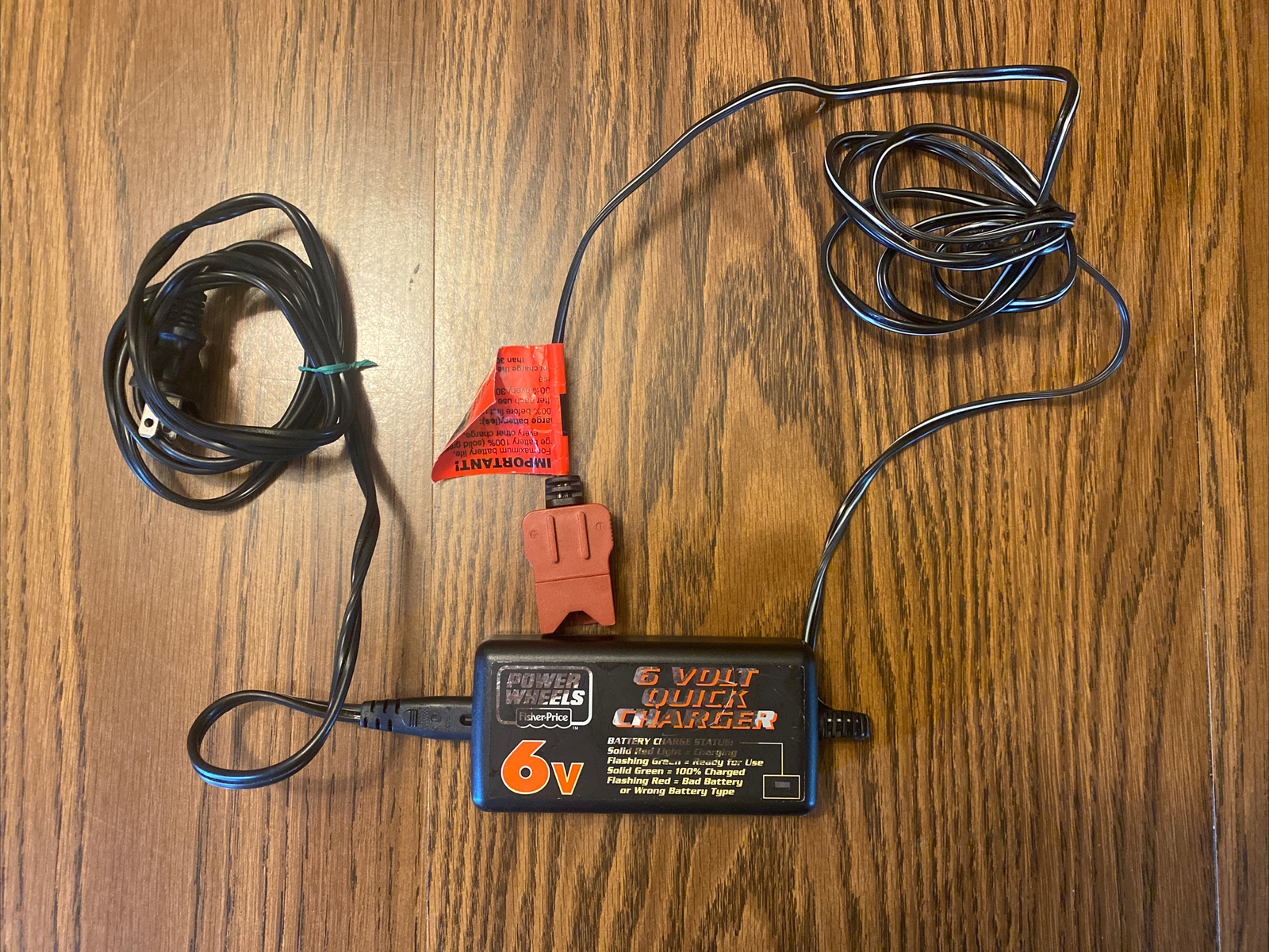 6 Volt Charger for Power Wheels Battery Model # 00801-1484