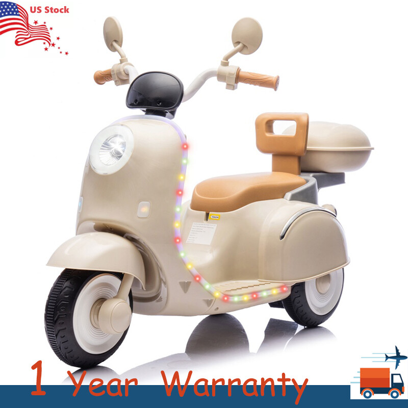 12V Kids Ride On Three-Wheel Electric Motorcycle W/Bluetooth Music For 3-6 Years