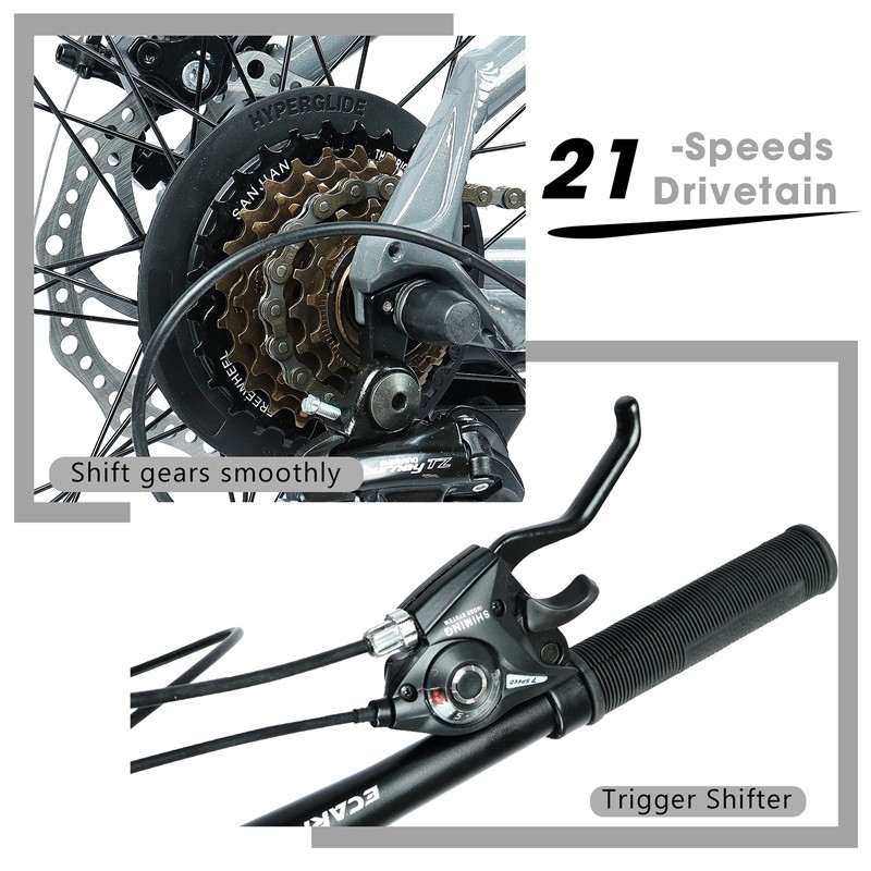 26in Mountain Bike w/ Disc Brakes 21-Speed Bicycle for Trail Riding & Touring