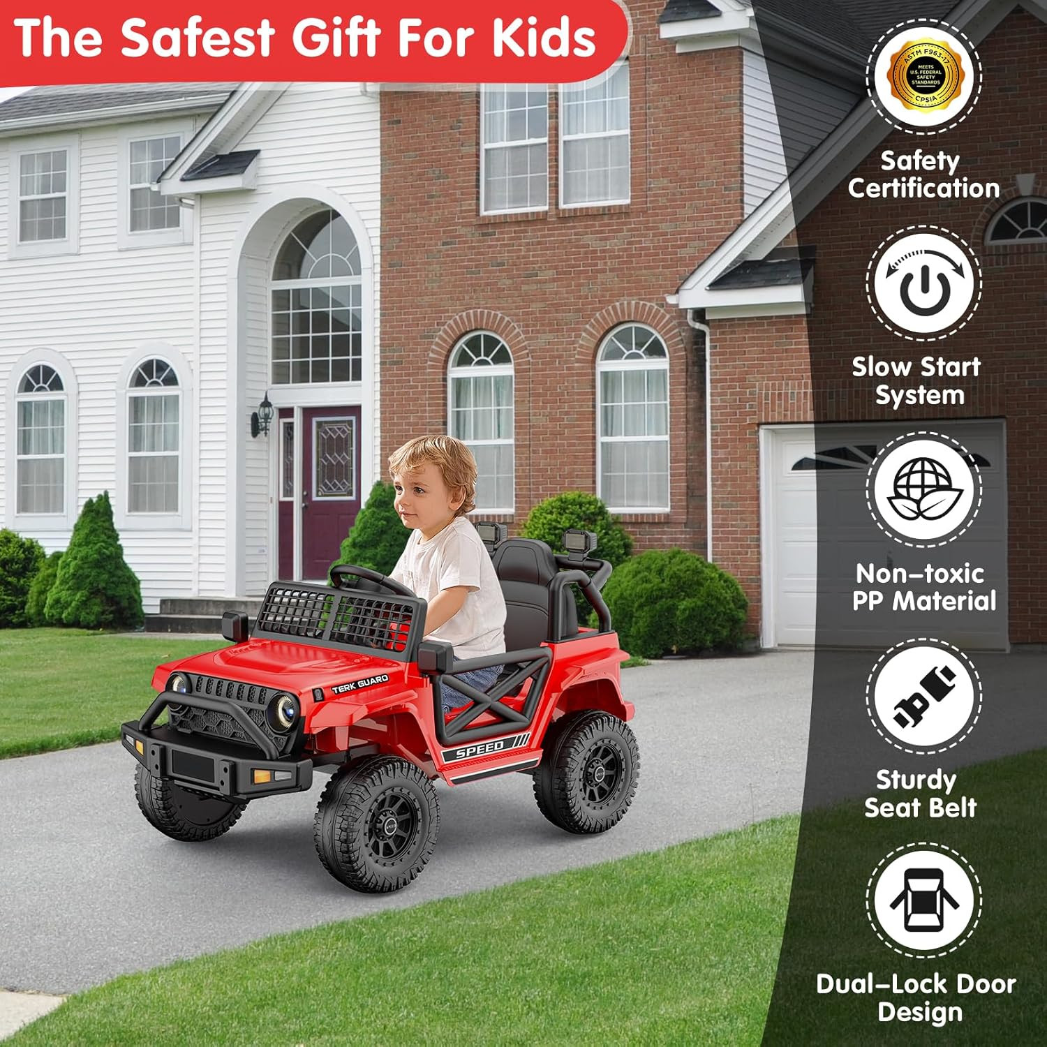 Ride on Car for Toddlers 1-3, 12V 7Ah Kids Electric Car with Parental Remote Con
