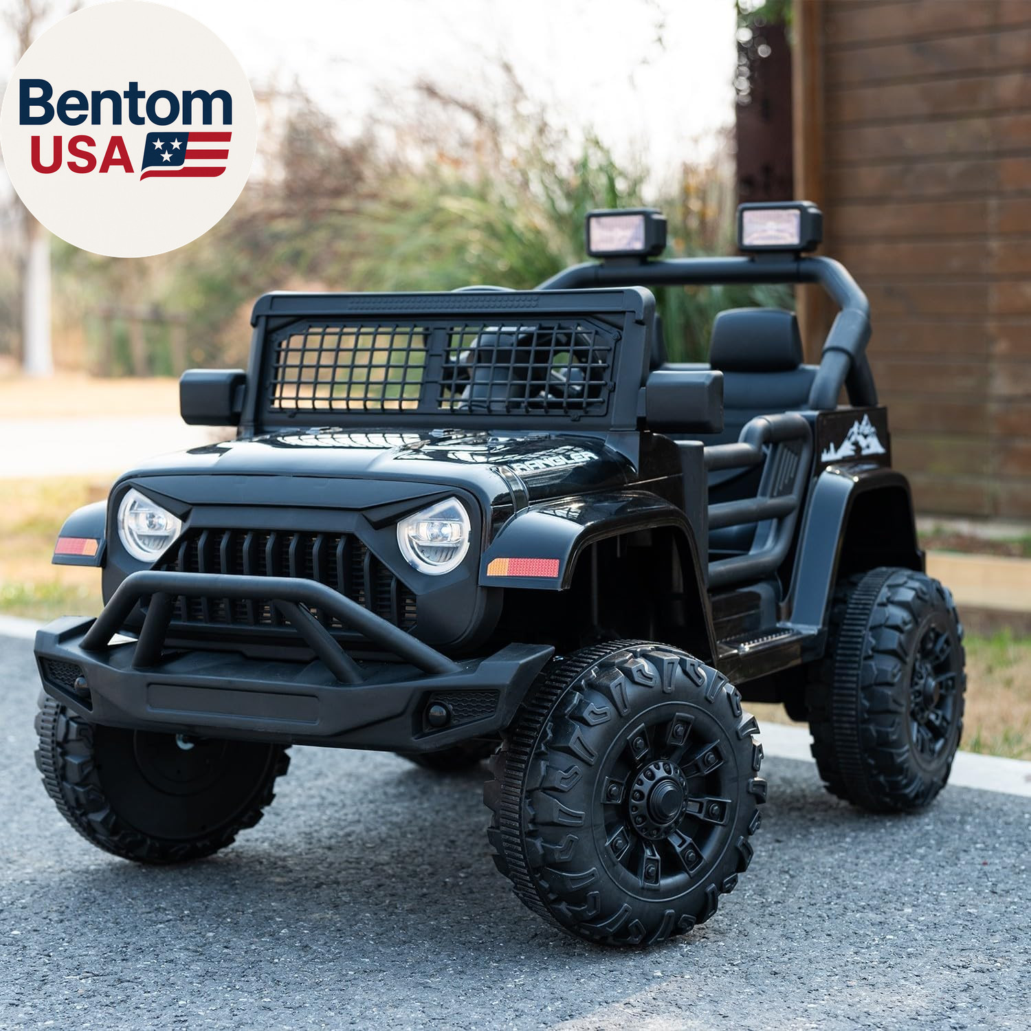 12V 7AH Kids Ride-On Truck Jeep, Electric Car with Parent Remote Control, Spring