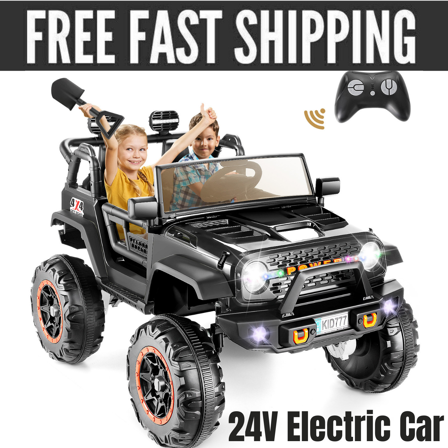 24V Kids Ride on Car,Electric Truck 400W Motor 3 Speed 4×4 Powerful Engine Gift