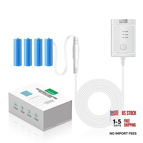 Adjustable AC Power Supply Adapter for AA Batteries, 3V to 6V, LED White