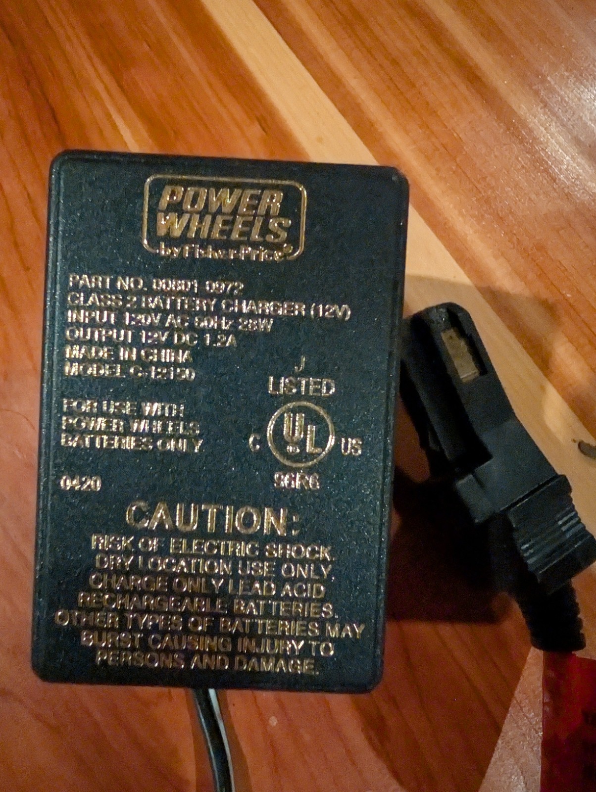 Power Wheels by Fisher-Price 12V Battery Charger AC Adapter MPN 00801-0972