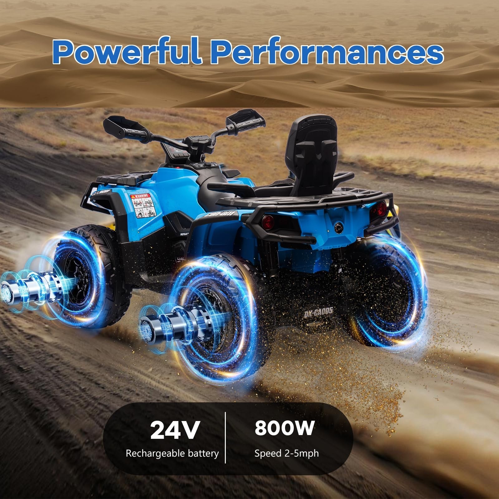 24V Kids Ride On Car Electric ATV Toy Car 2 Seaters LED Light For Christmas Gift