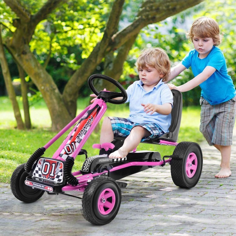 4 Wheels Kids Ride On Pedal Powered Bike Child Metal Go Kart Racer Car Play Toy