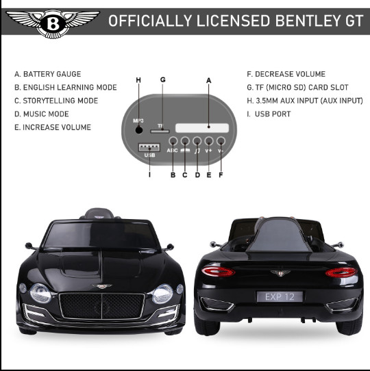 Bentley Style 12V Kids Electric Car Ride-on Vehicle Toys Parent Remote Control