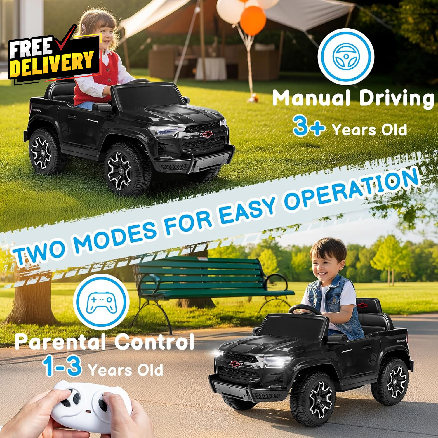 Licensed Chevrolet Colorado 12V Electric Ride-On Car for Kids w Remote Control