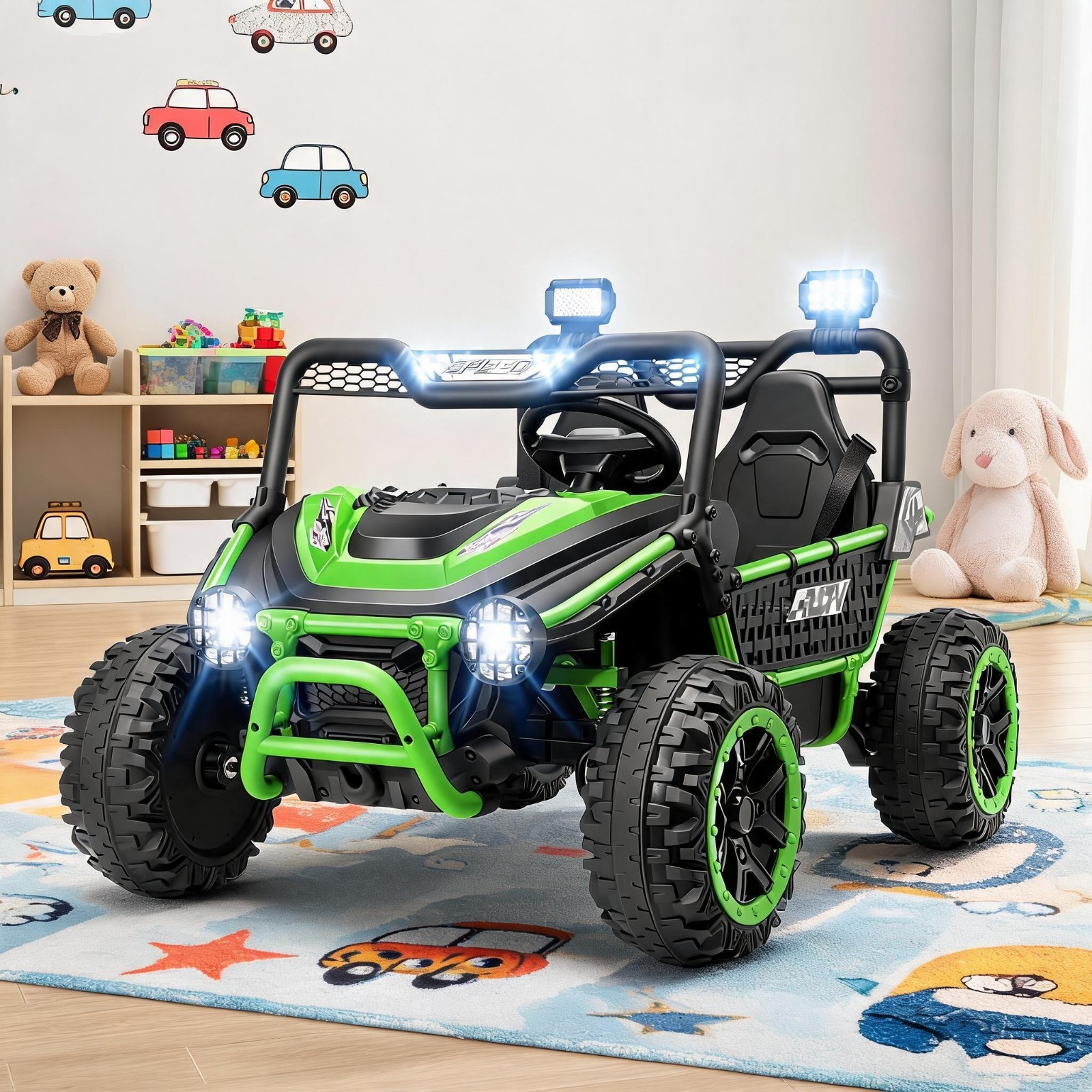 24V Kids Electric Car Ride on Toy UTV Battery Power Wheels with 22″ Wide Seat US