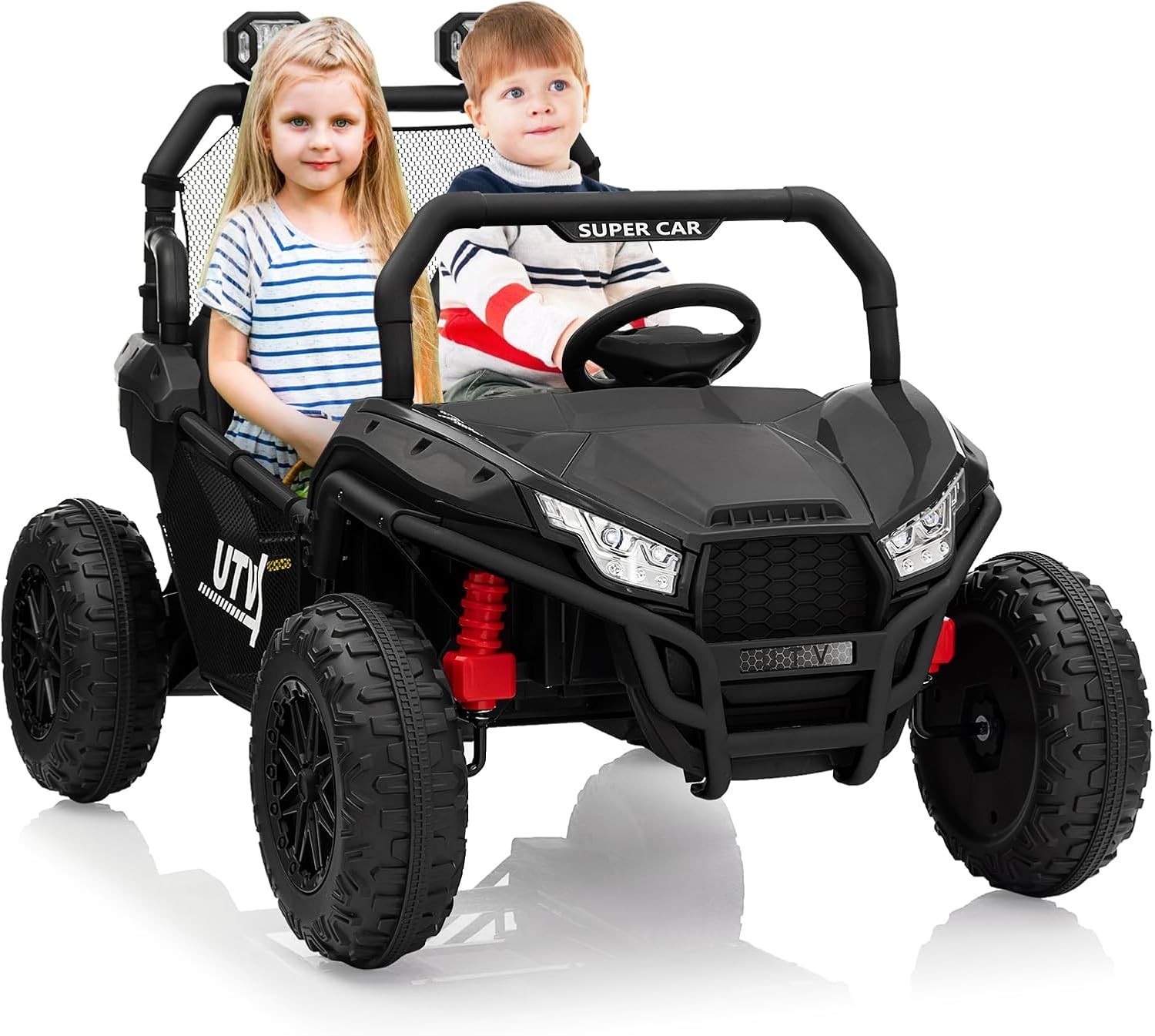 24V Kids Ride On Car 4 Wheeler UTV 400W Electric Car Toy w/ Remote Control Black