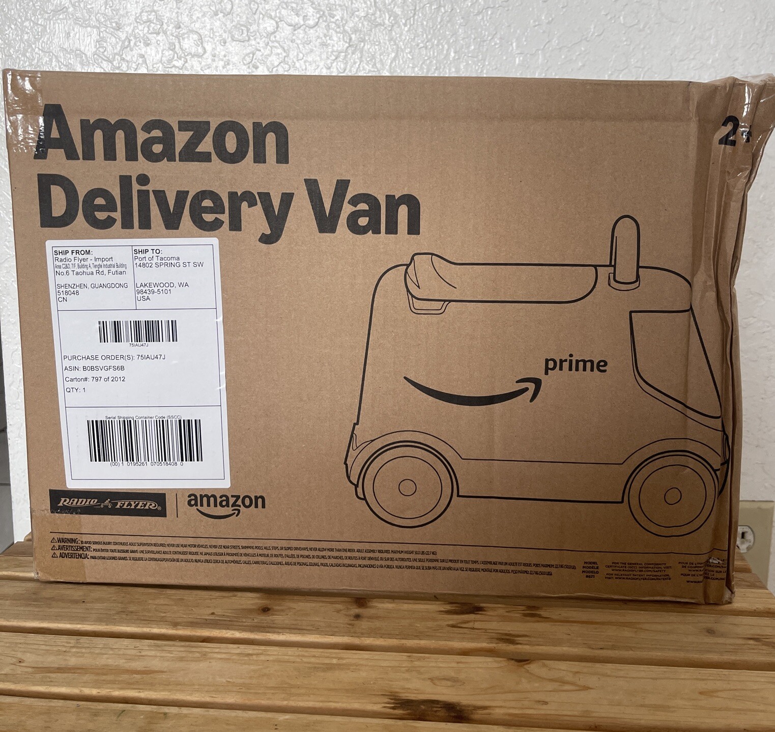 Amazon Delivery Van Ride On Toy for Kids, Blue Toddler on Ages…