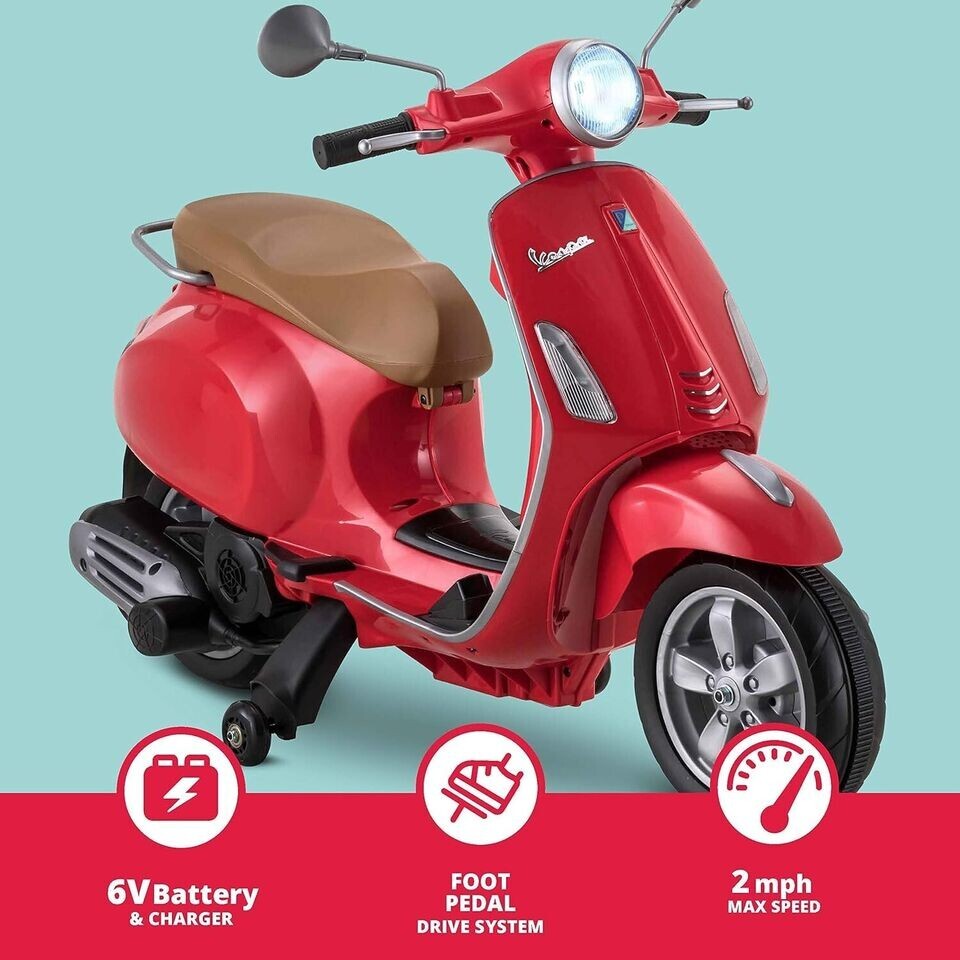 Kid Trax Toddler Vespa Scooter Electric Ride On Toy, 3-5 Years Old, 6 Volt, Max