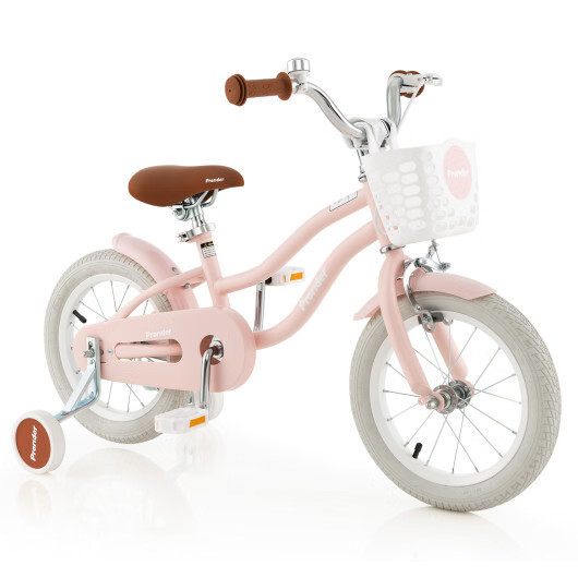 14 Inch Kid’s Bike with Removable Training Wheels and Basket-Pink – Color: Pink