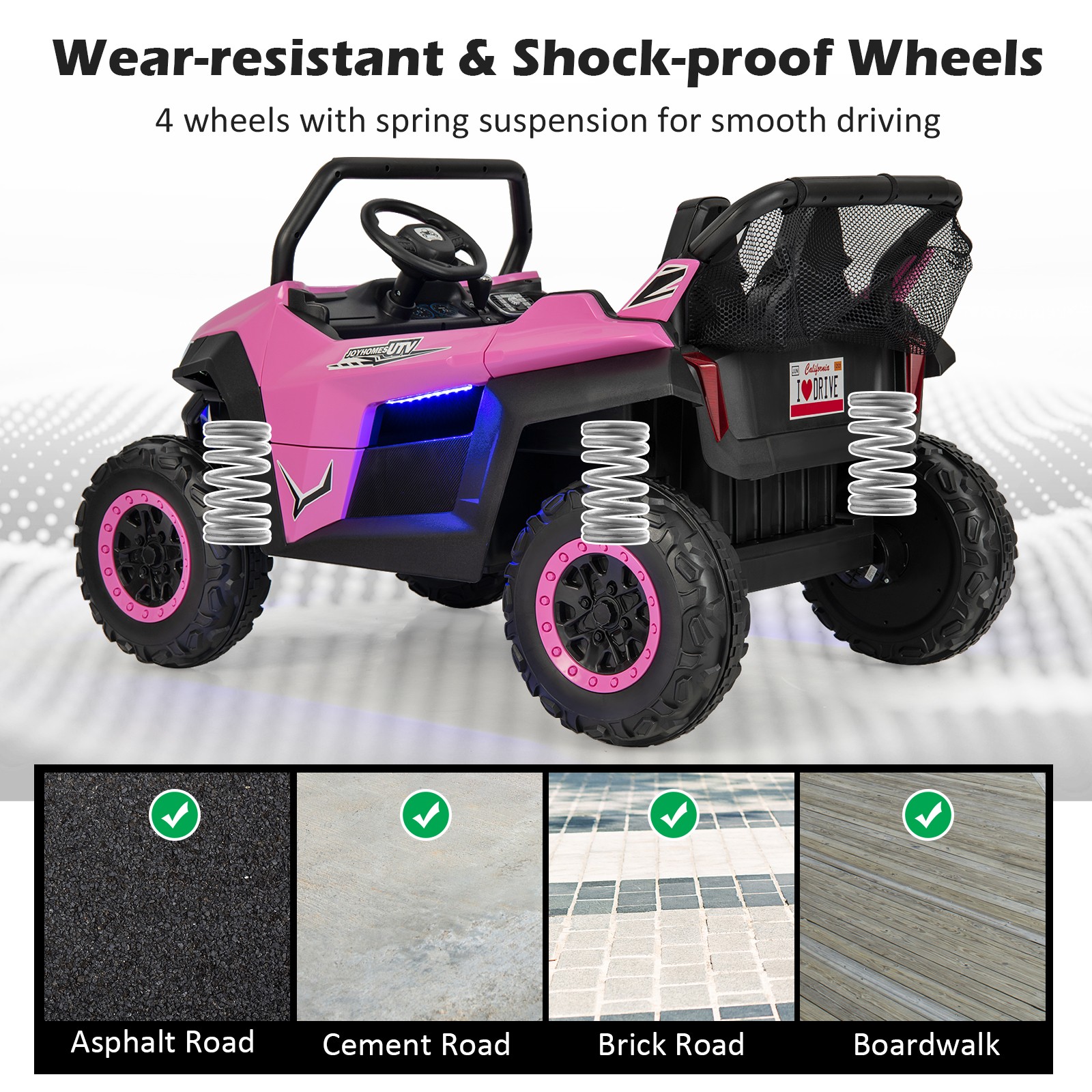 2-Seater Kids 12V Ride On UTV RC Electric Vehicle Suspension w/ Lights & Music