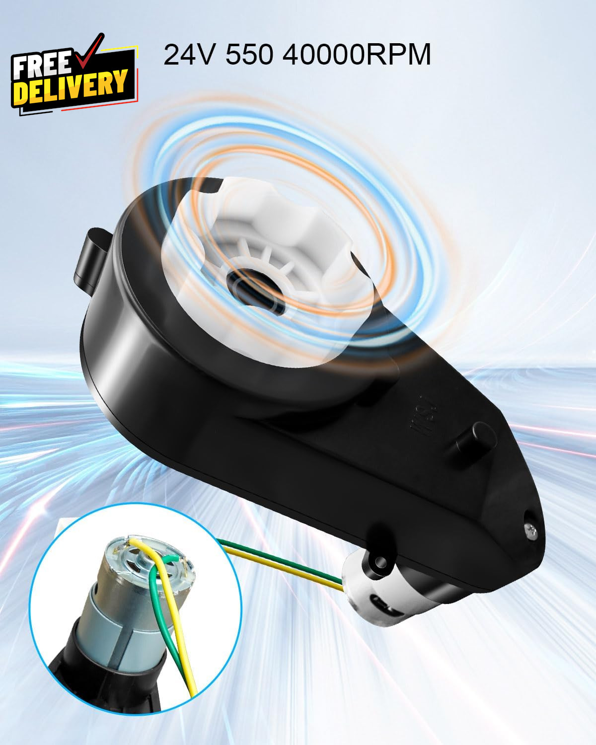 24V 40000RPM 550 Gearbox Motor for Kids Ride On Car High Speed RS550 DIY Upgrade